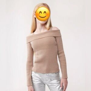 Joe Fresh Tan Blouse with Off-Shoulder Design